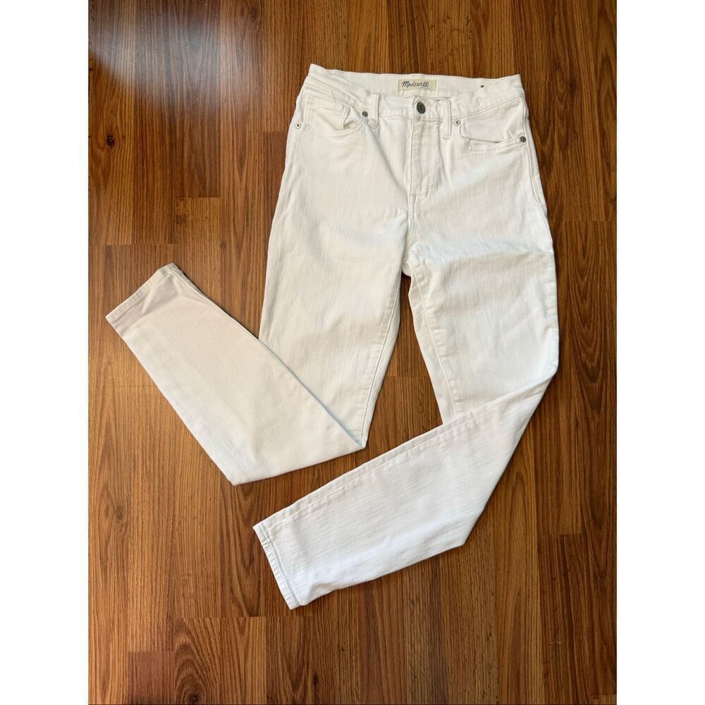 Madewell Women's Stretch High Rise Skinny Jeans White Denim Light Wash Size 25